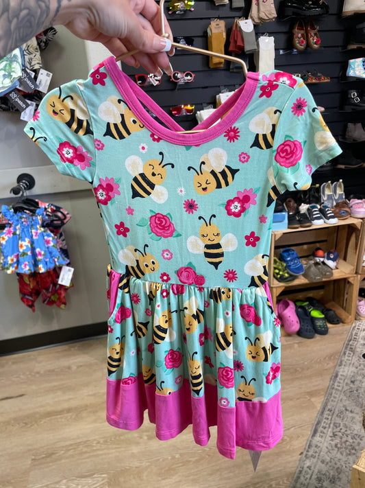 2T Birdie Bean Floral Bees Twirl Dress