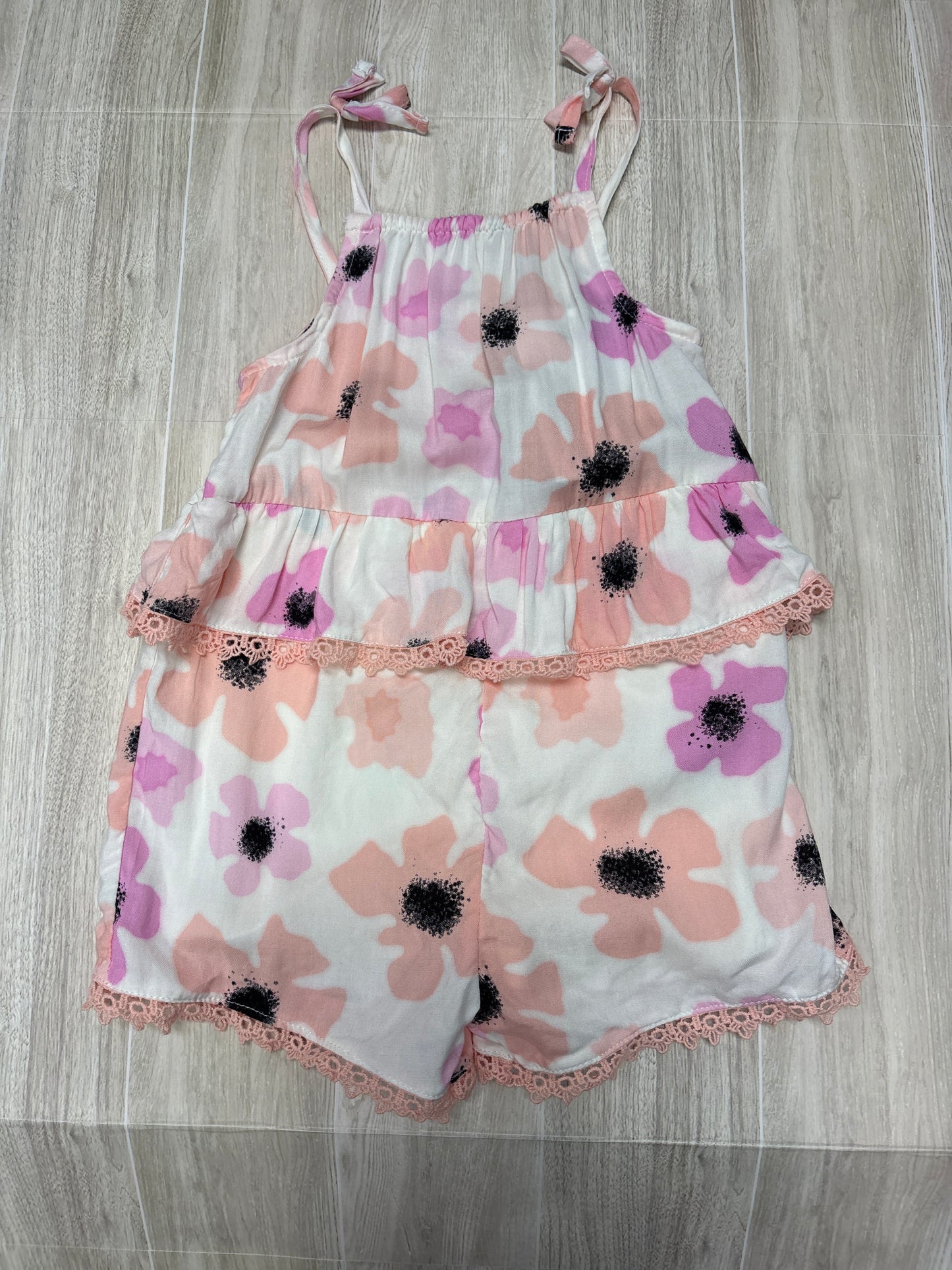 NWT 3T Cream/Pinks Floral Romper