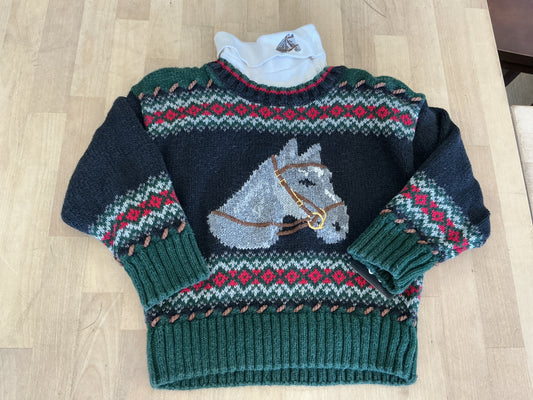 VINTAGE 24m Knit Horse Sweater + Long Sleeve