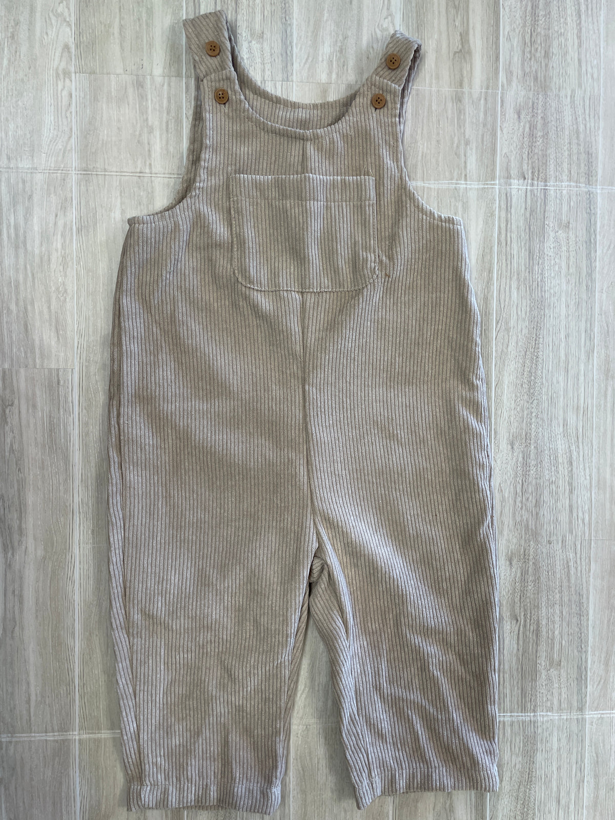 12-18m Beige Corduroy Button Overall