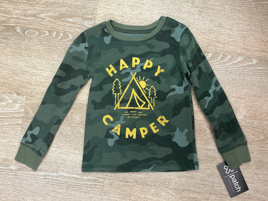 4T Waffle Knit Camo Happy Camper Long Sleeve