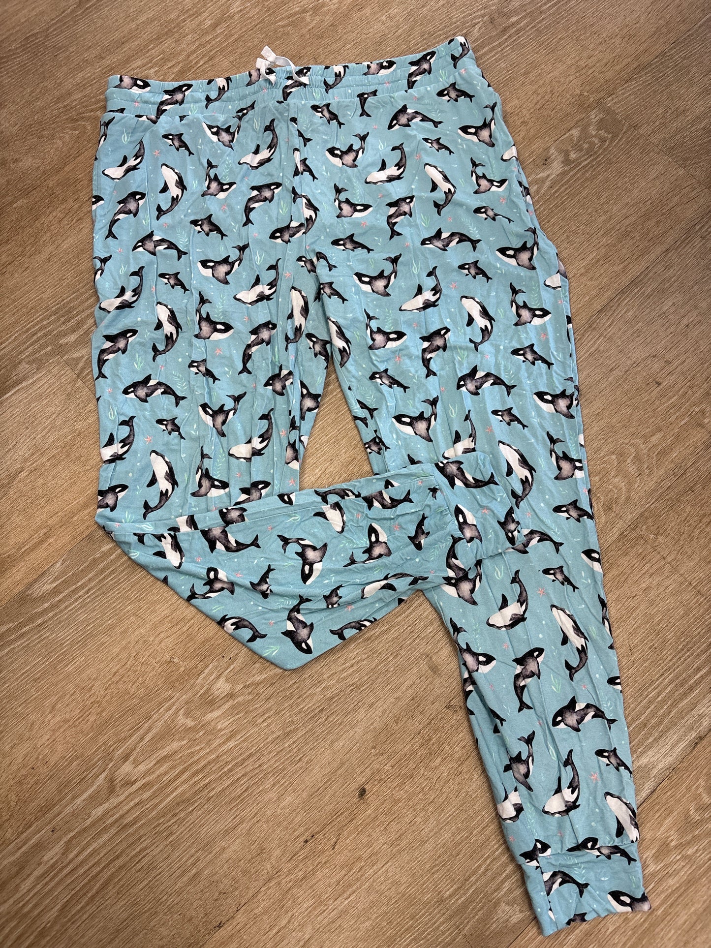 Womens Large The Sleepy Sloth Blue Whale Pajama Pant