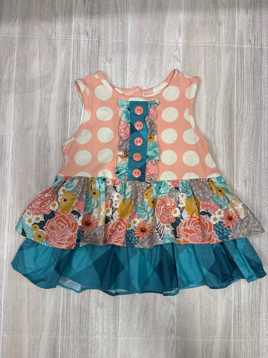 24m Matilda Jane Peach Polka Dot/Floral Ruffle Tunic