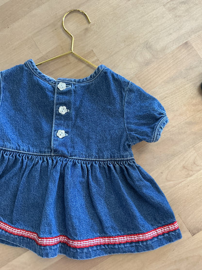 Vintage 3-6m Sesame Street Ladybug Denim Dress