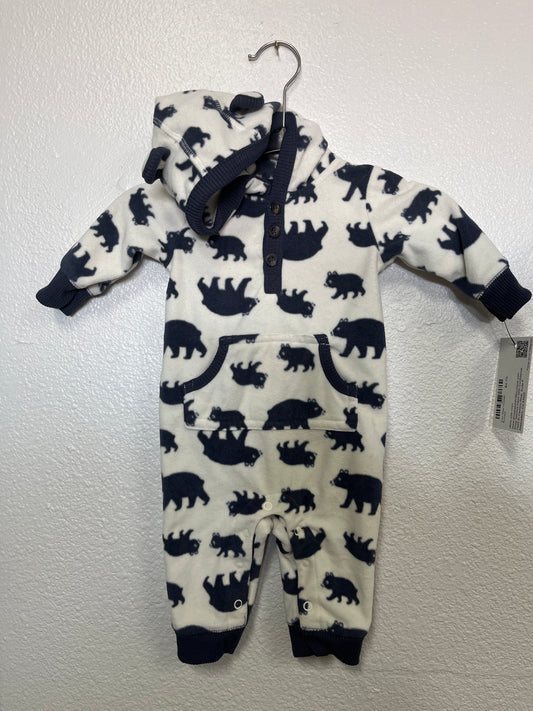 0-3m Bear Hooded Romper