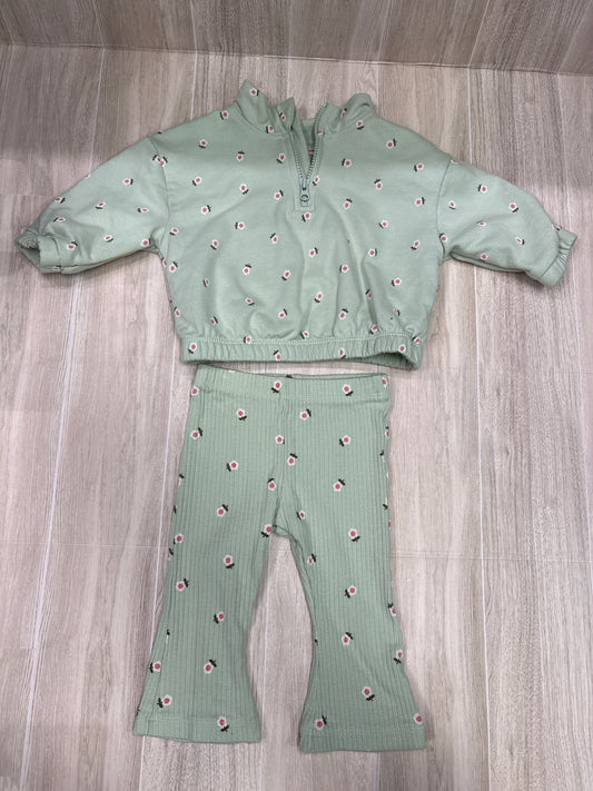 3-6m Mint Floral 2 Piece Legging + Jacket Set