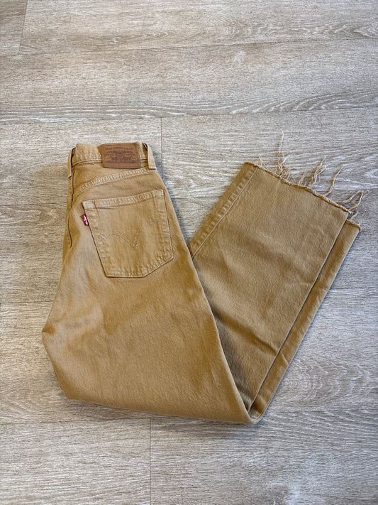 Womens 24 Levis Ribcage Straight Raw Hem Denim Pant - Butterscotch