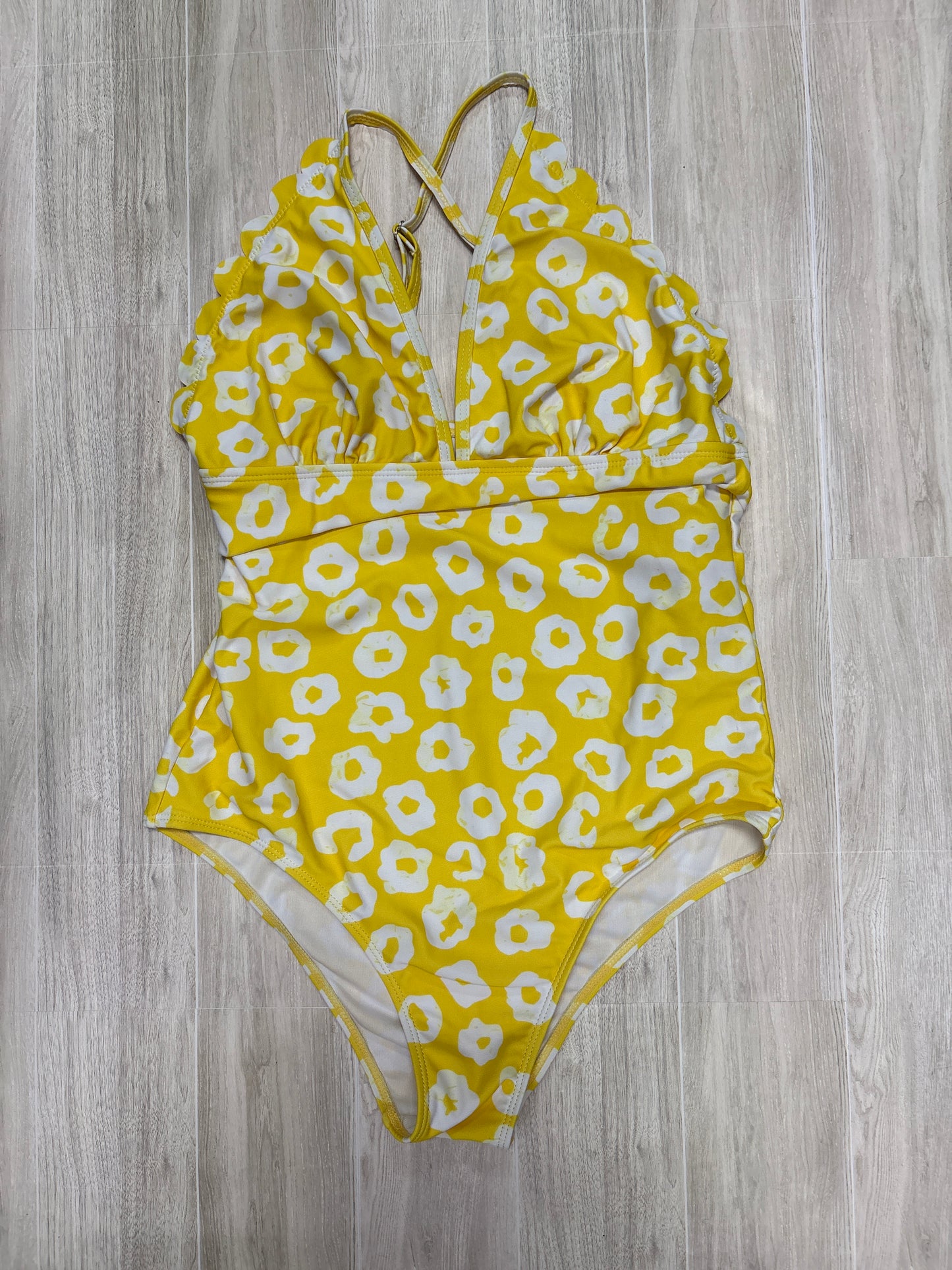 Womens Small Yellow Leopard Swim Suit