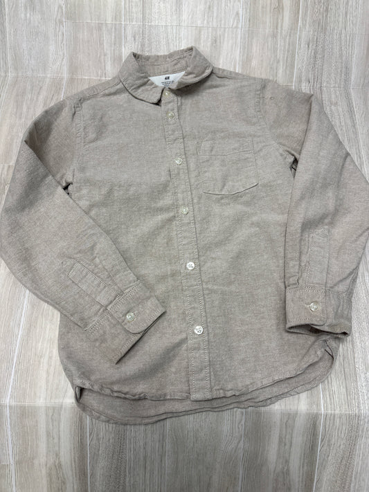 7 Tan Linen Button Up