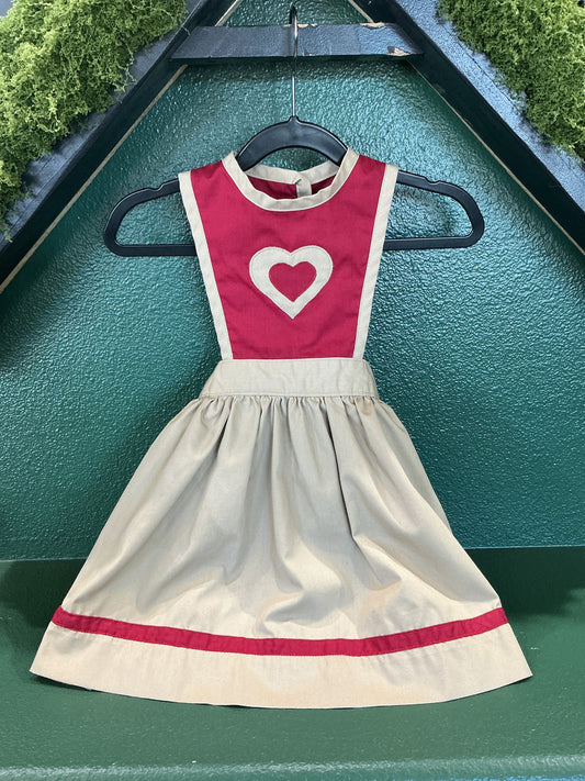 4T Tan/Red Heart Tank Dress