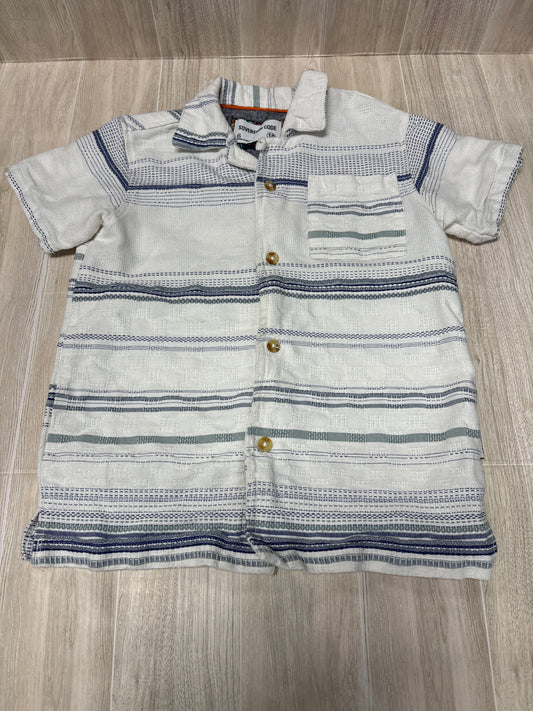 6 White/Blue Striped Woven Collar Shirt