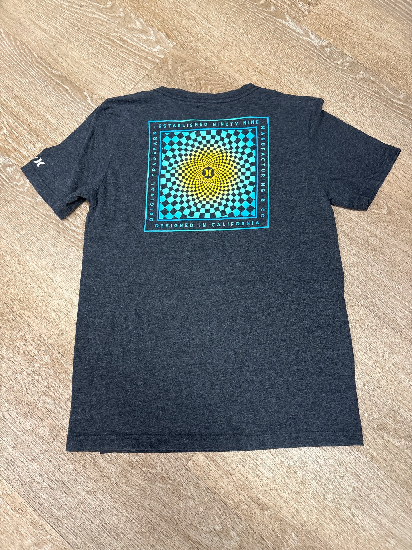 12 Hurley Charcoal Grey Blue Graphic Tee