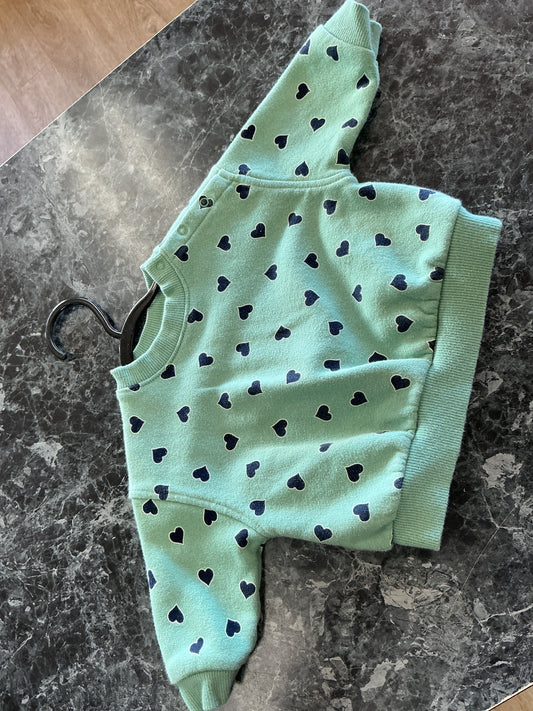 0-3m Green Blue Heart Pullover