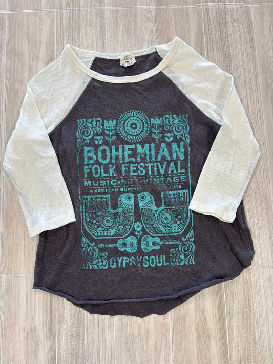 7/8 O'Neill Grey/White Bohemian Graphic Tee