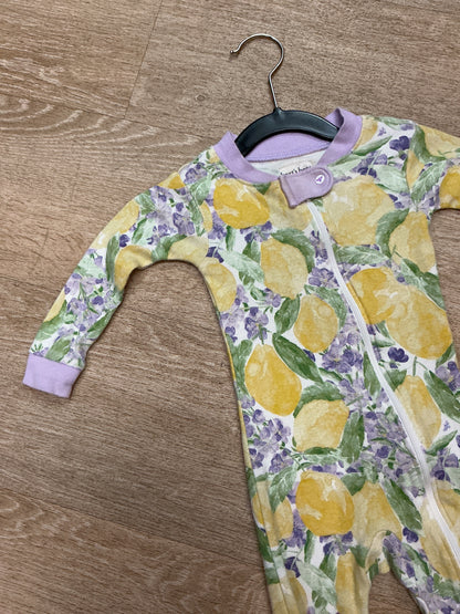 6-9m Burts Bees Purple/Yellow Floral Footed Romper