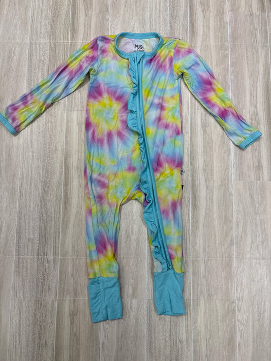12-18m Birdie Beans Tie Dyed Ruffle Zip Up Romper