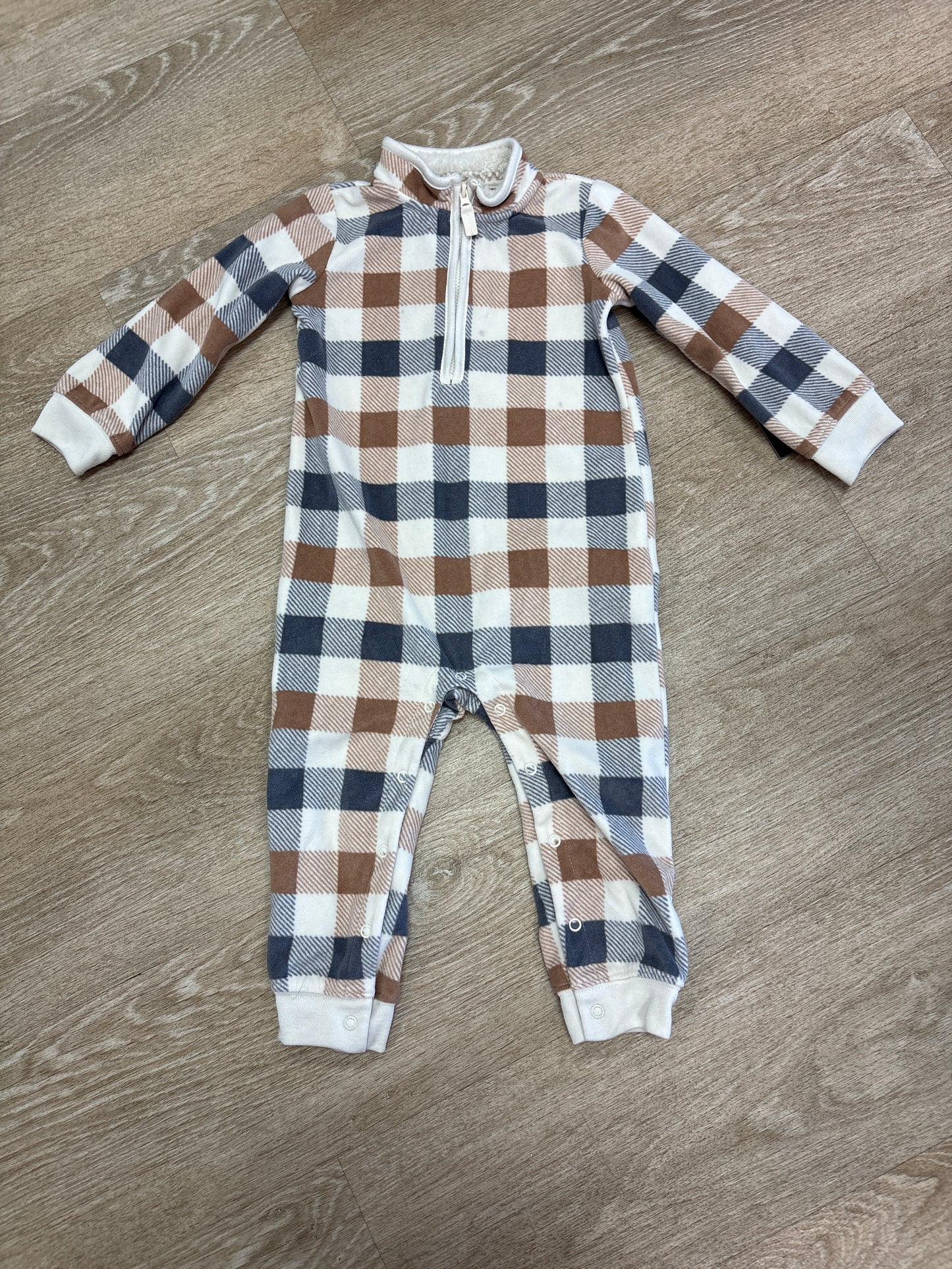 24m Plaid Fleece Cozy Jumpsuit
