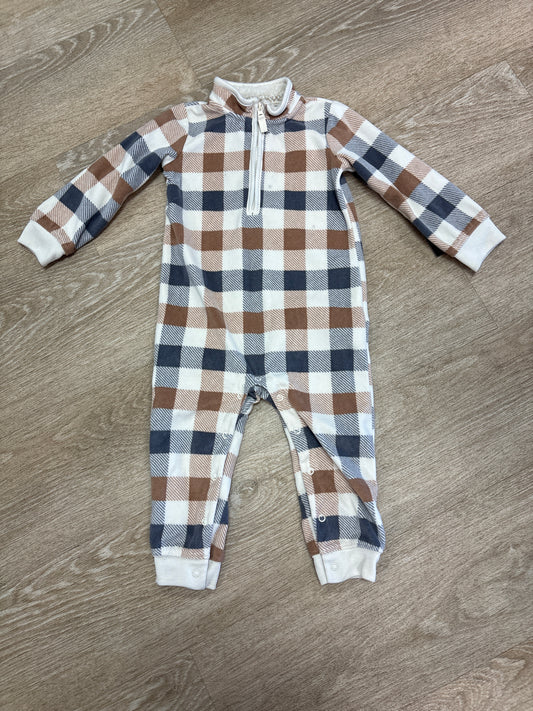 24m Plaid Fleece Cozy Jumpsuit