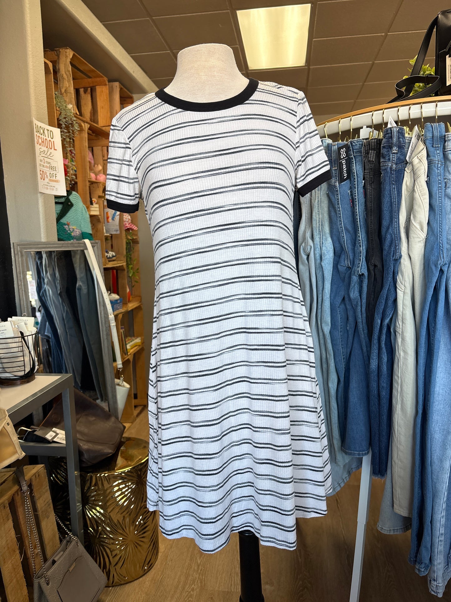 Womens Large Striped Flowy Tshirt Dress