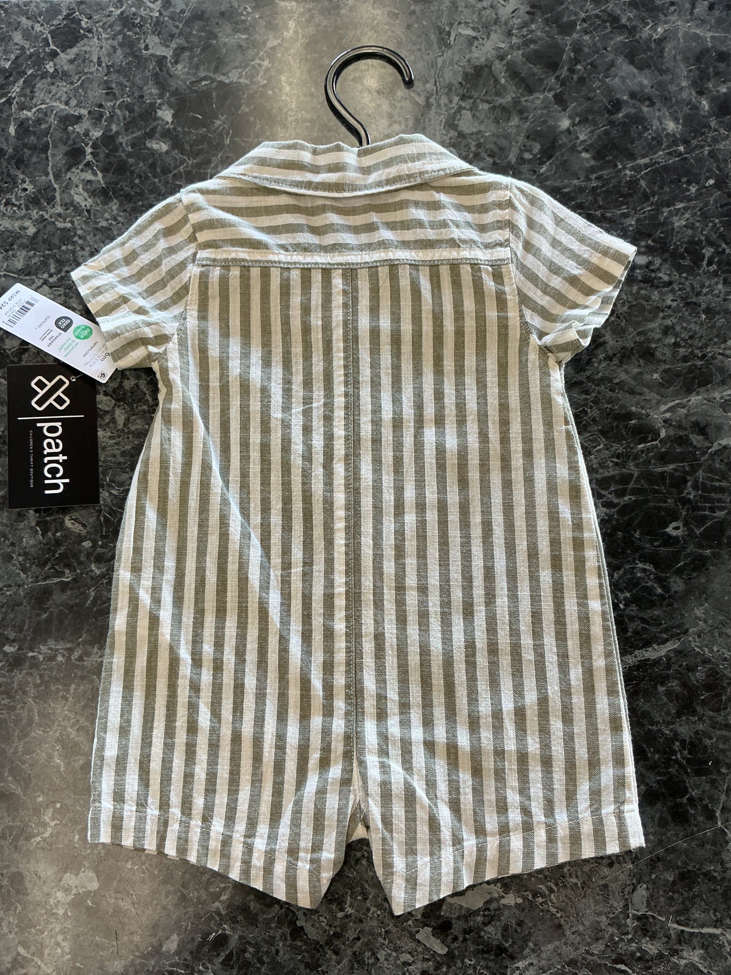 NWT 6m Sage Striped Romper
