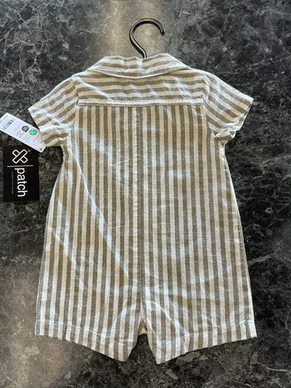 NWT 6m Sage Striped Romper