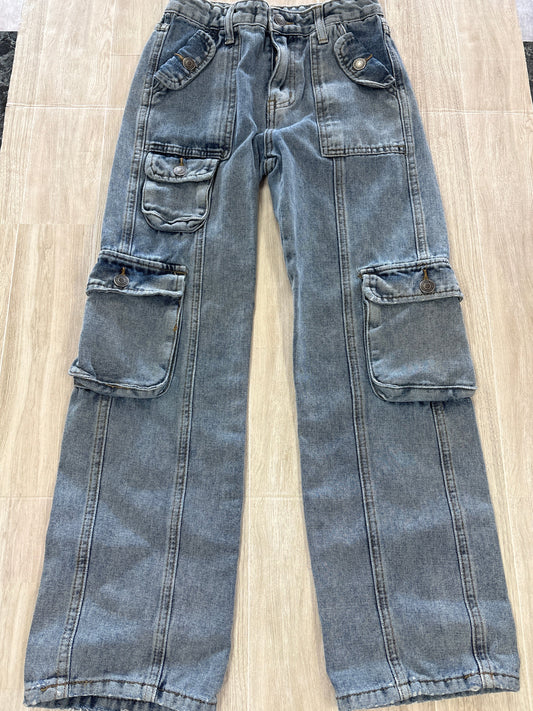 10 RSQ Denim Acid Wash Cargo Pants