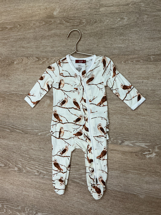 NWT 3-6m Milkbarn Owl Pajama Romper