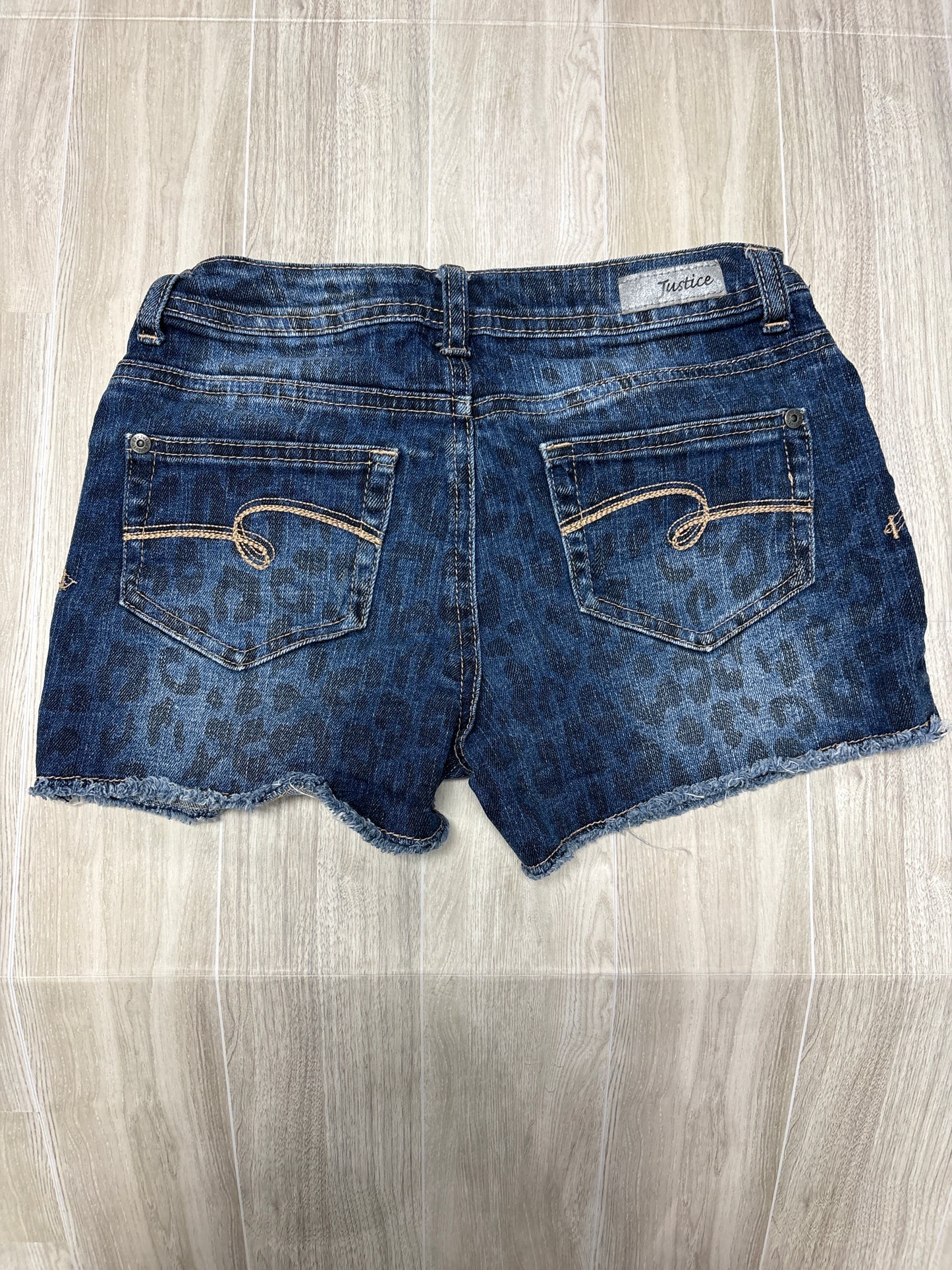 12 Justice Light Leopard Denim Shorts