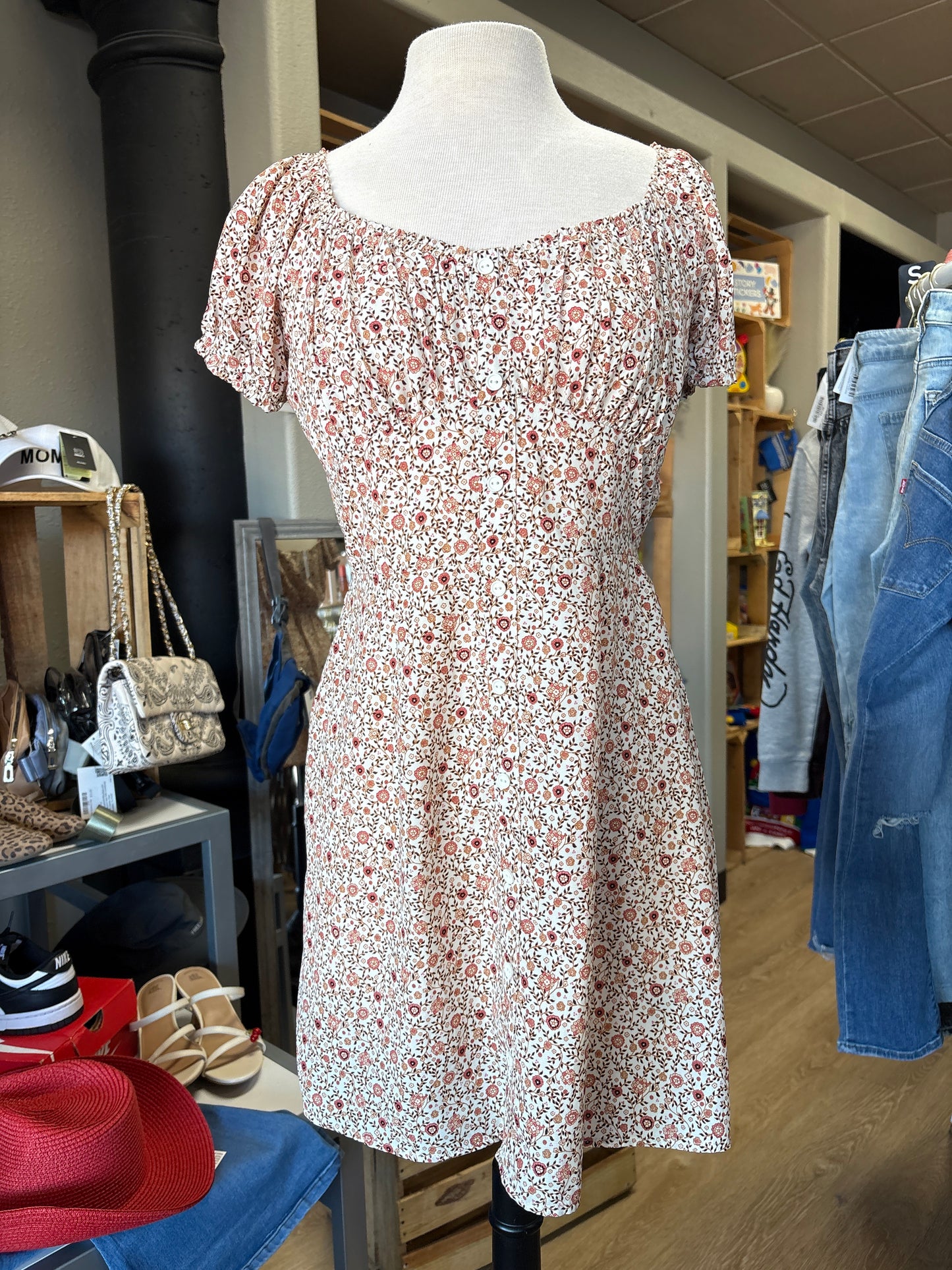 Womens Large Floral Mini Dress