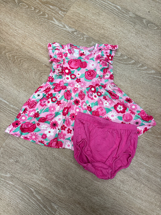 18-24m Birdie Bean Pink Floral Dress + Bloomer Set