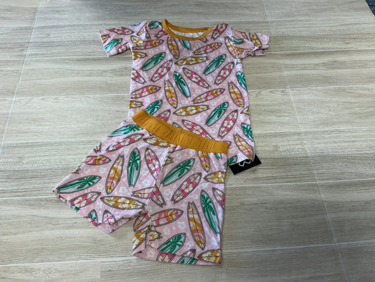 6-12m Little One Shop Pink Surfboard Shortie Set