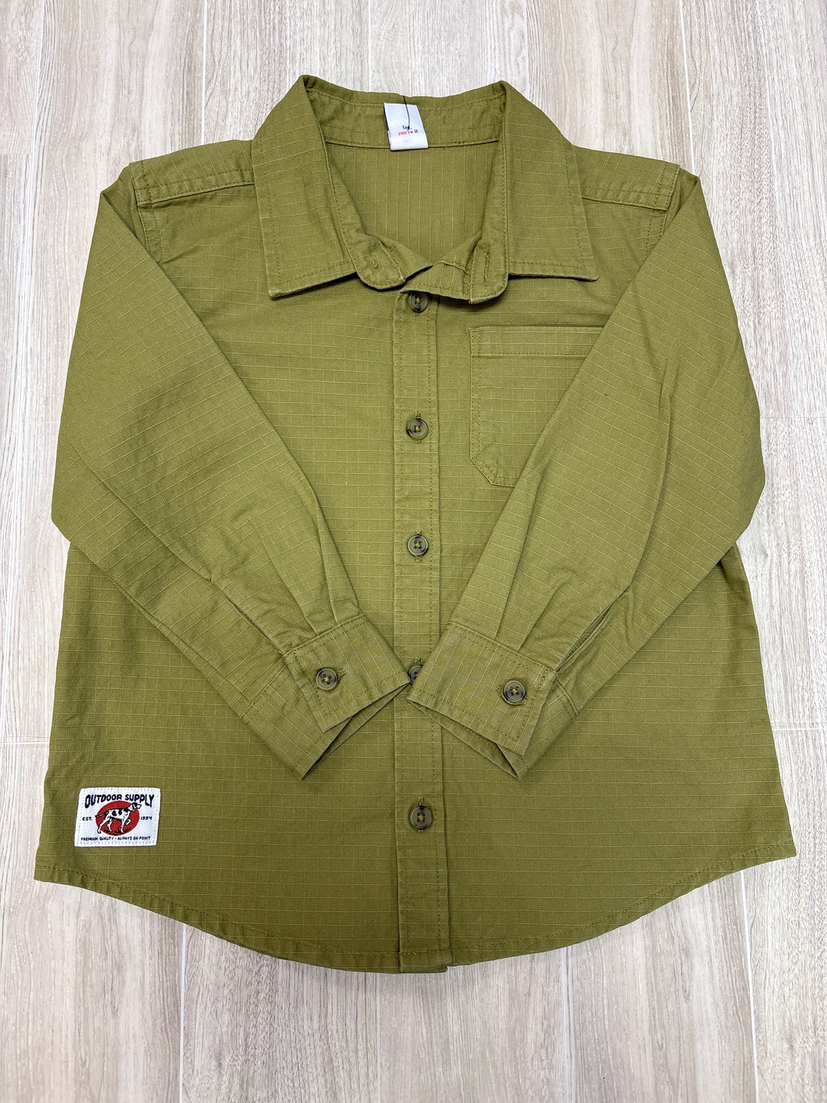 NWT 4T Olive Button Up Collared Long Sleeve