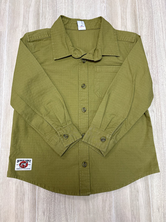 NWT 4T Olive Button Up Collared Long Sleeve