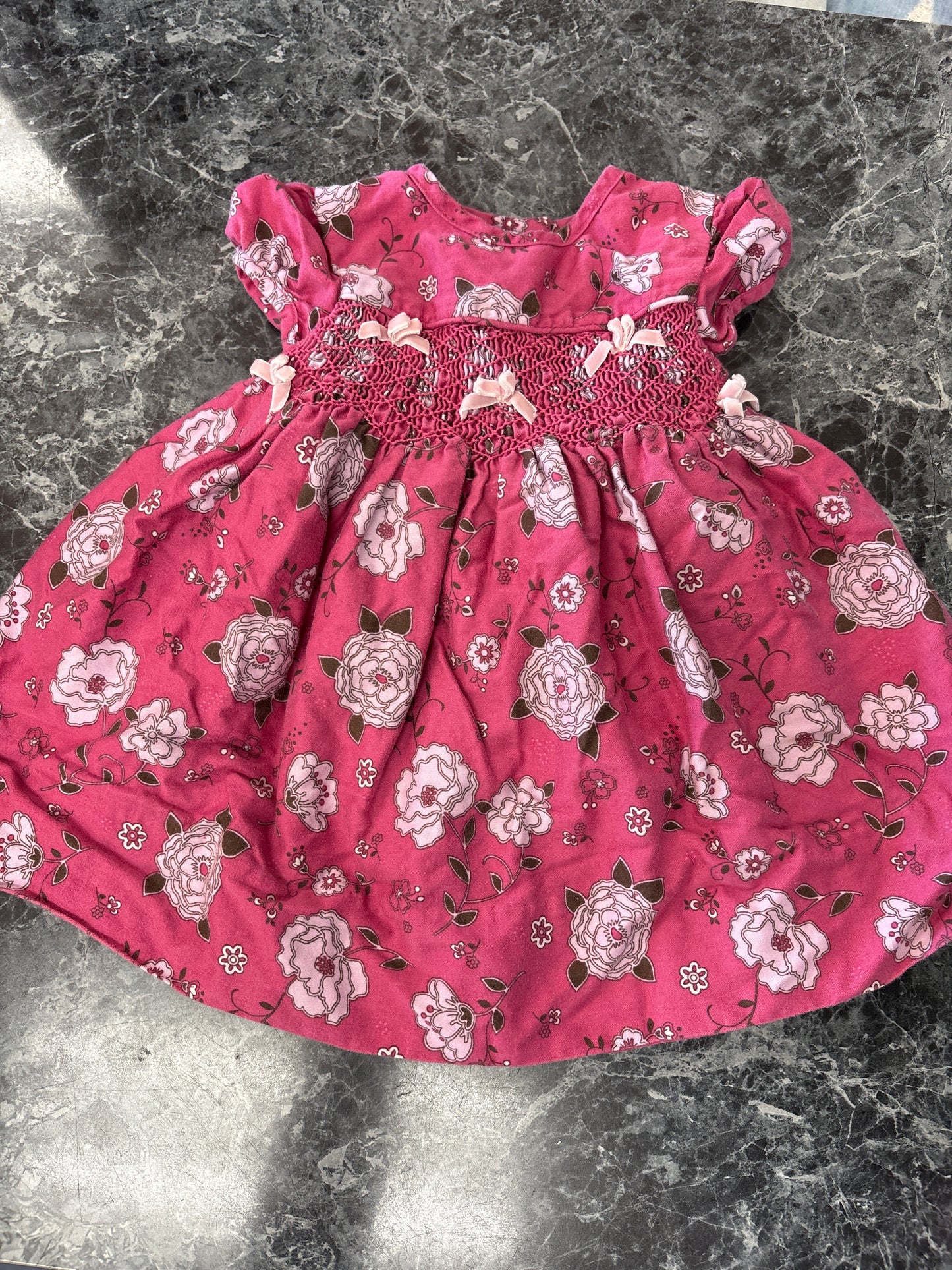 6-9m Pink Rose Bow Dress