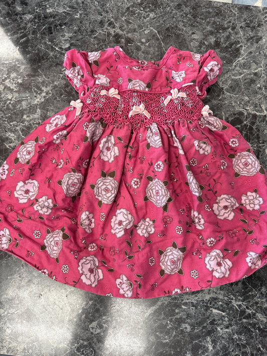 6-9m Pink Rose Bow Dress