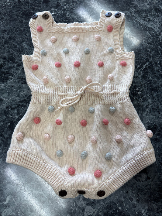 18/24m Cream Knit Pom Pom Tank Romper