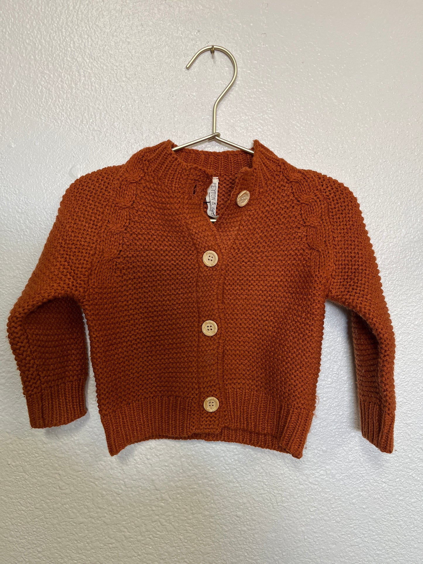 12m Peyton & Scout Rust Knit Button Cardigan