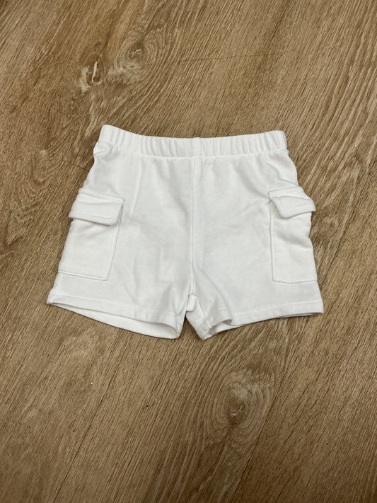 24m- White Soft Cargo Style Shorts
