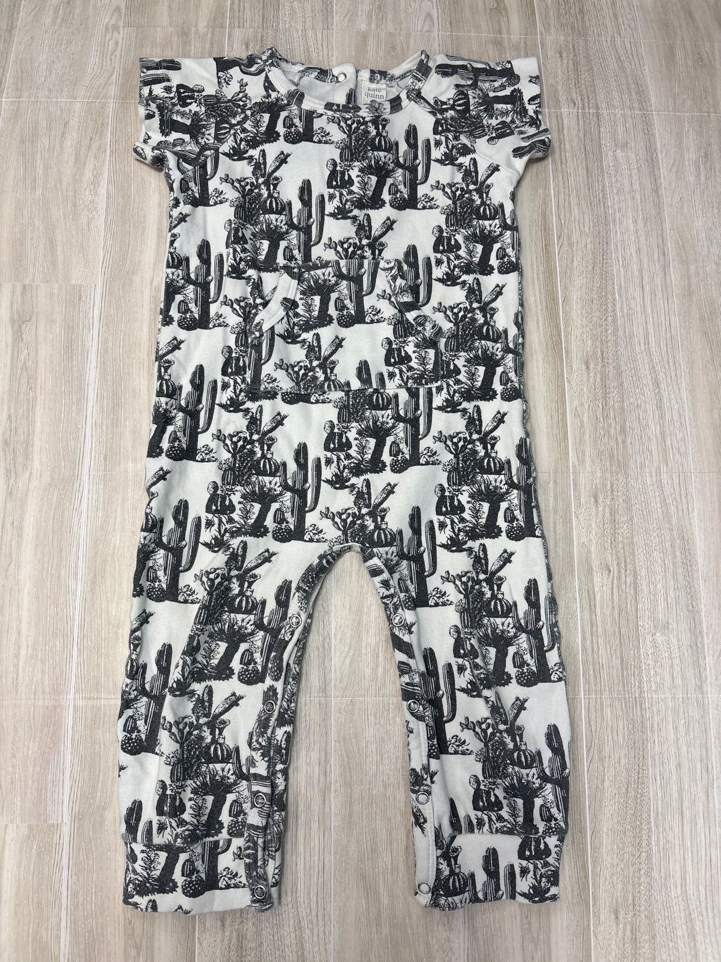 2T Kate Quinn Grey/White Cacti Pocket Romper - BLEMISH