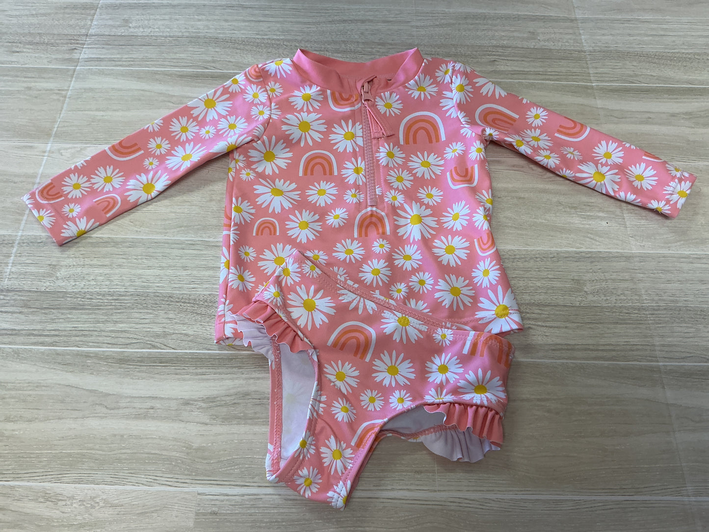 6-9m Andy & Evan Pink Daisy 2 Piece Swim Suit