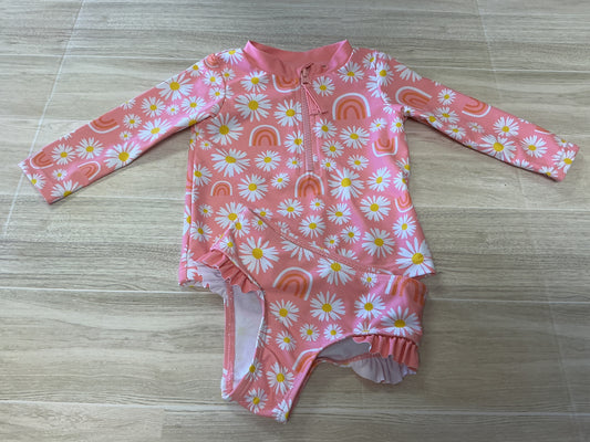 6-9m Andy & Evan Pink Daisy 2 Piece Swim Suit