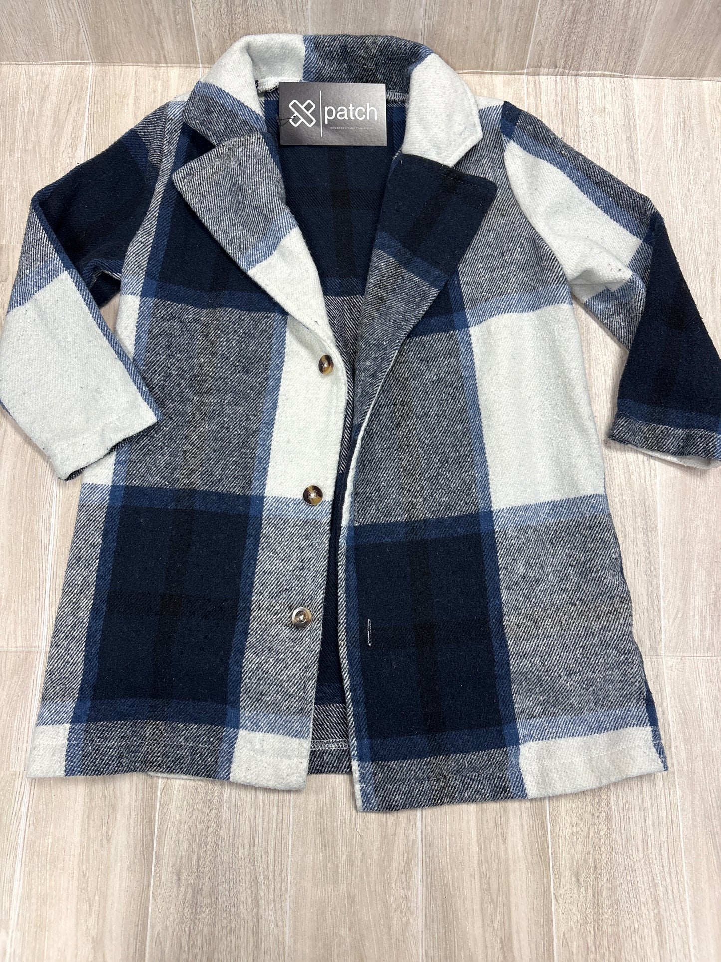 5T Navy/White Plaid Cardigan