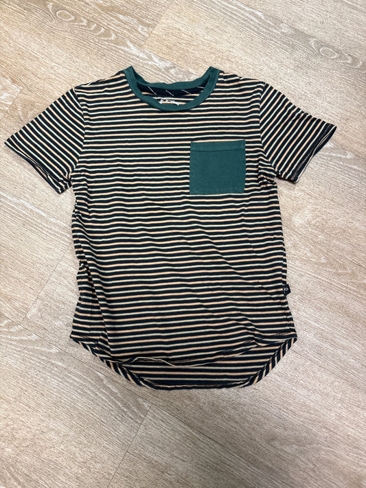 8/10 Green Striped Pocket Tee