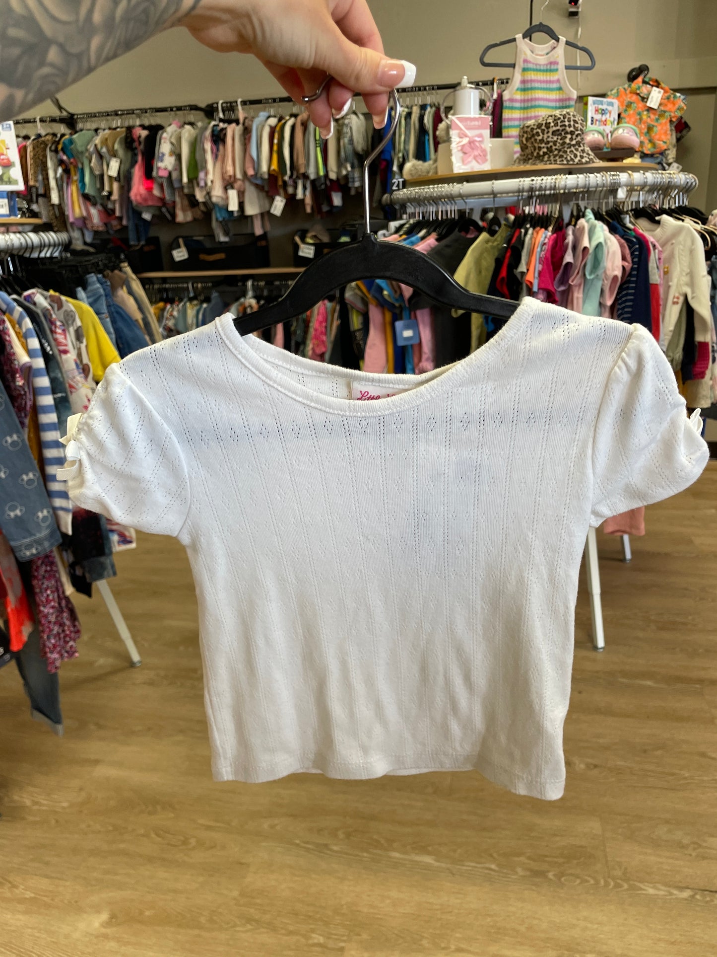 5T White Eyelet Tee