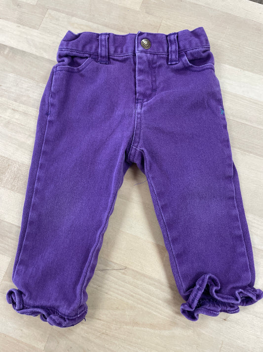 12m Vintage American Living Purple Ruffle Hem Denim Pants
