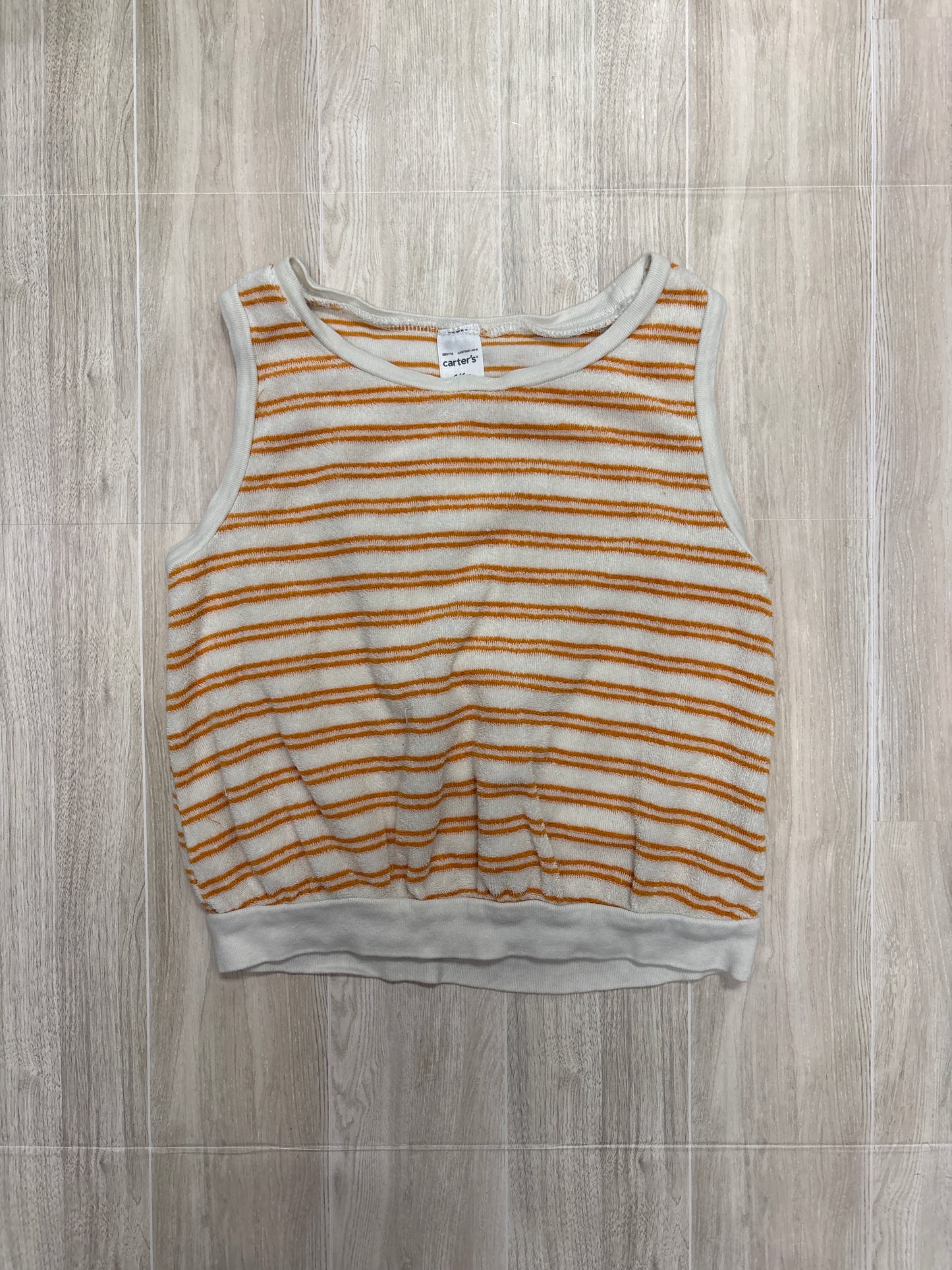 6x Cream/Orange Striped Terry Tank