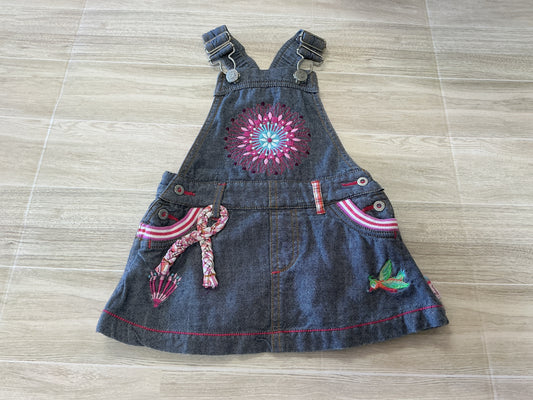 12-18m Oilily Hummingbird Geo Stitched Overall Dress