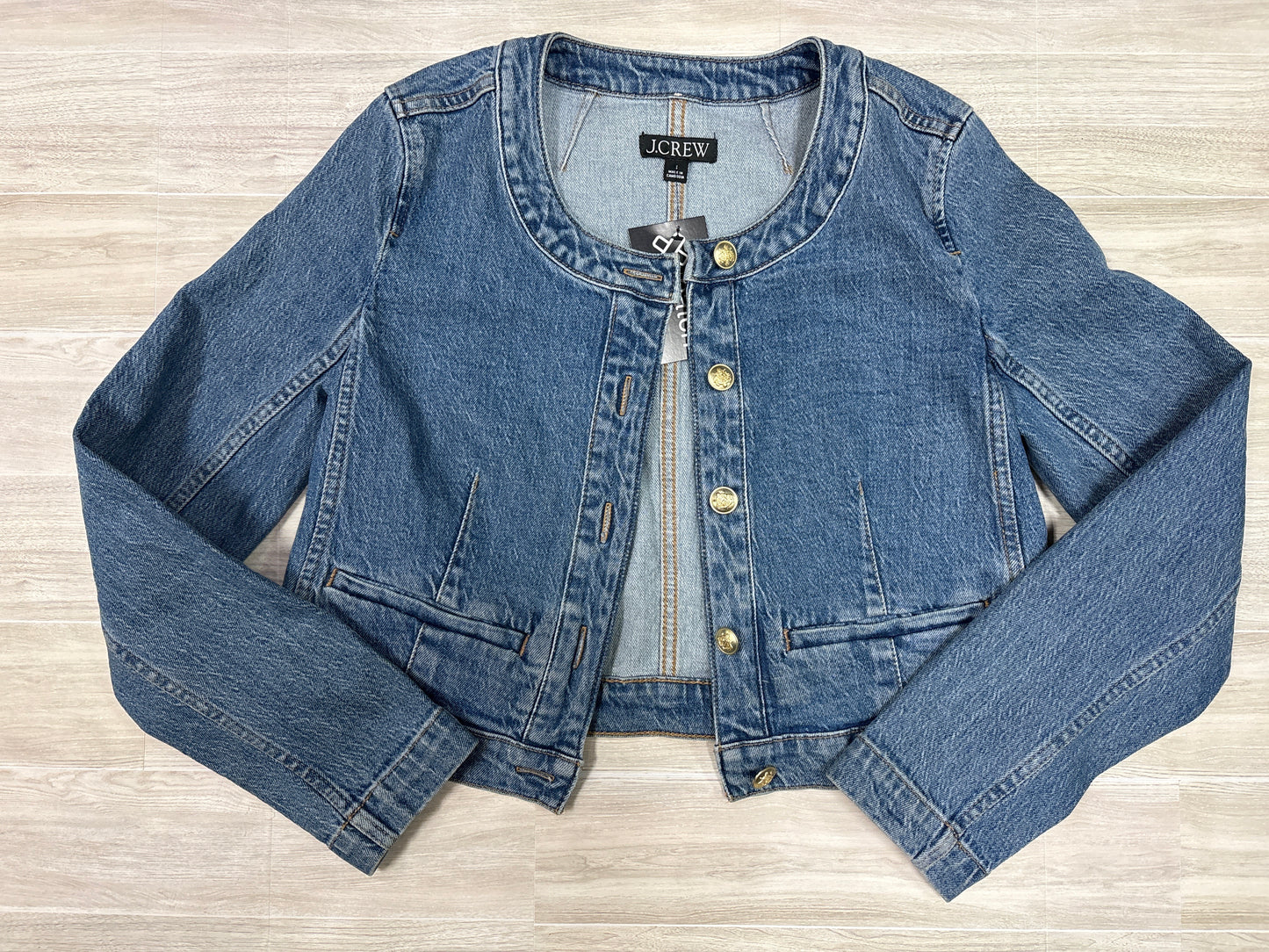 Womens Medium J Crew Denim Gold Button Jacket
