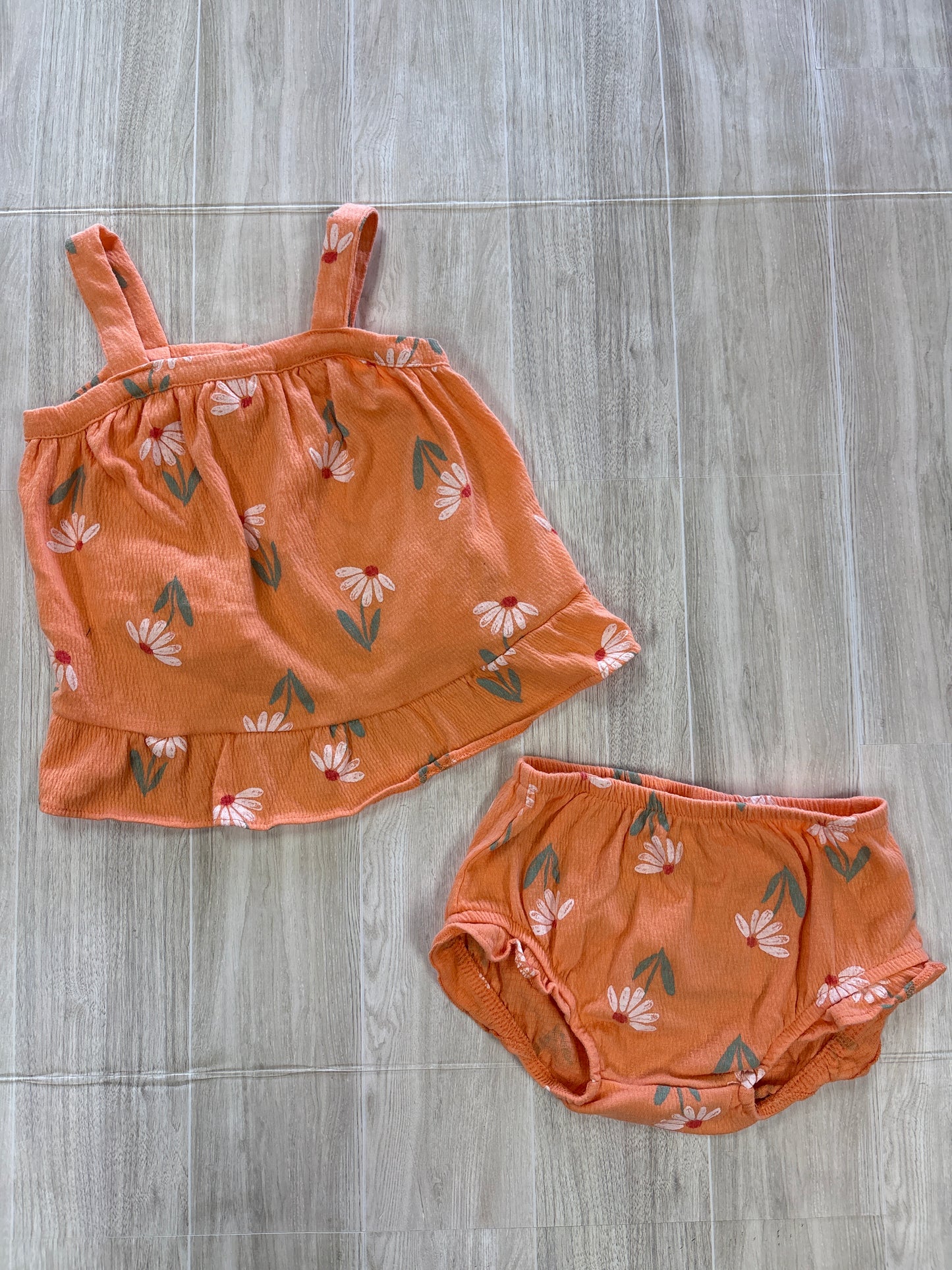 18m Orange Floral Tank + Bloomers 2 Piece Set