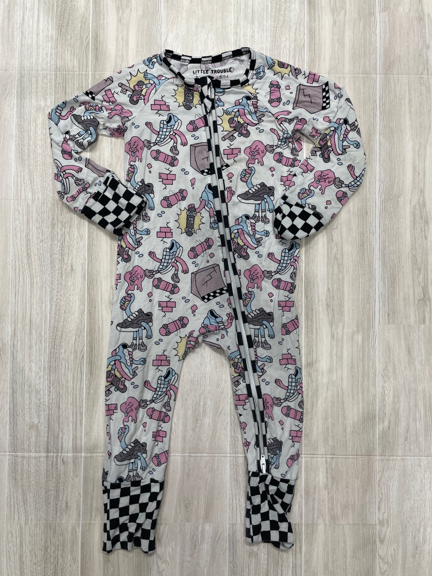 12-18m Little Trouble Retro Skater Sneakers Bamboo Pajama Romper